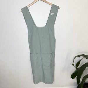 New World Market Green Back Crossover Cotton Full Apron With Front Pockets